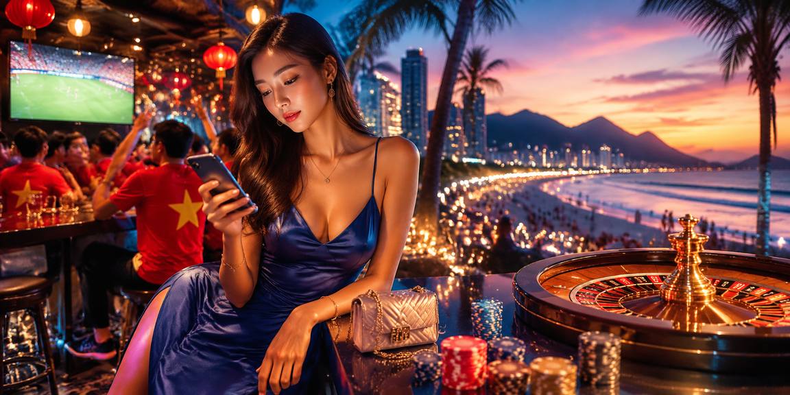 Bàn roulette trên nền bãi biển Nha Trang – hình ảnh minh họa casino online tại Việt Nam